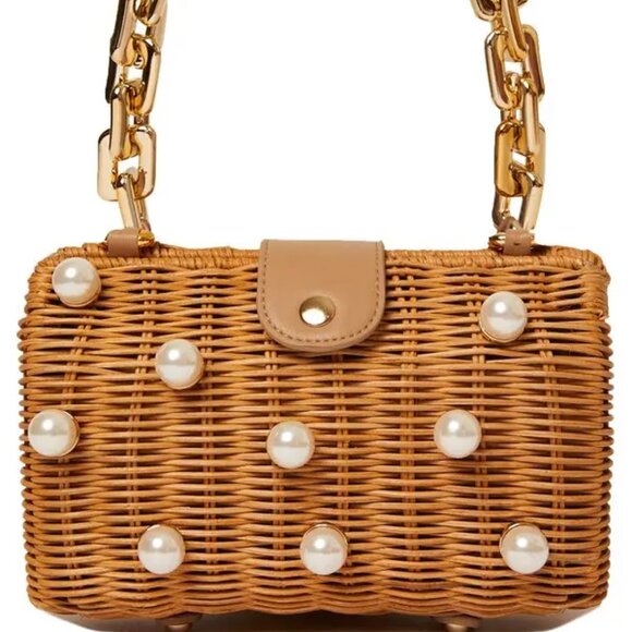 BTB LOS ANGELES  willow imitation pearl rattan clutchbeige - Picture 1 of 3